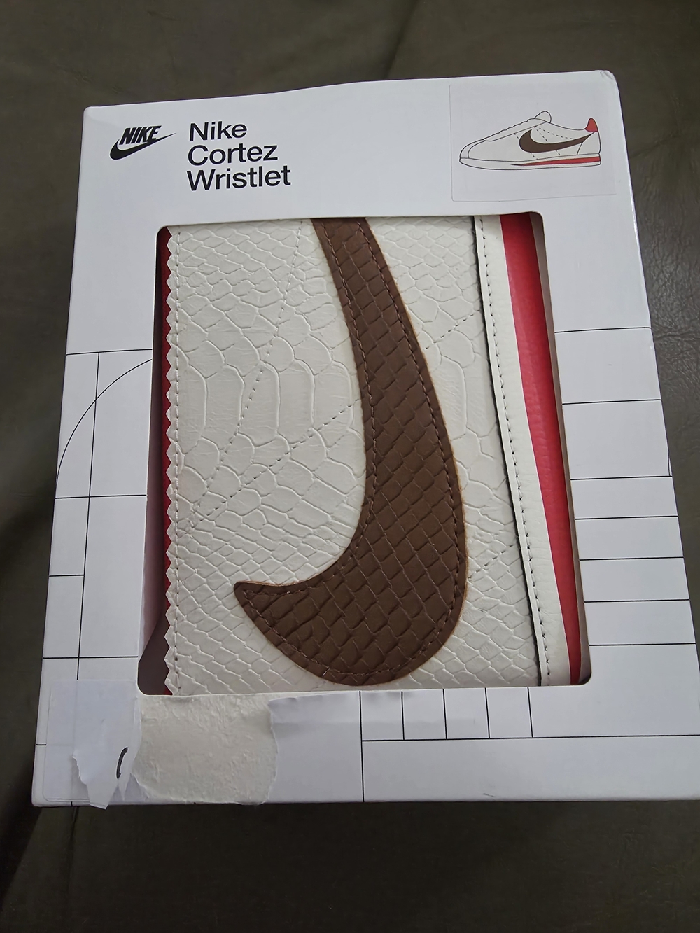 Nike White and Brown Cortez Wristlet